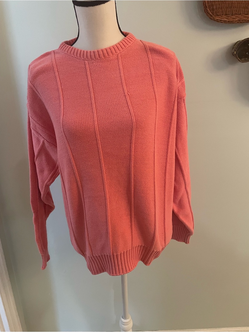 Vintage Lord Jeff Coral Pink Crewneck - 100% Fine Cotton Women's Sweater